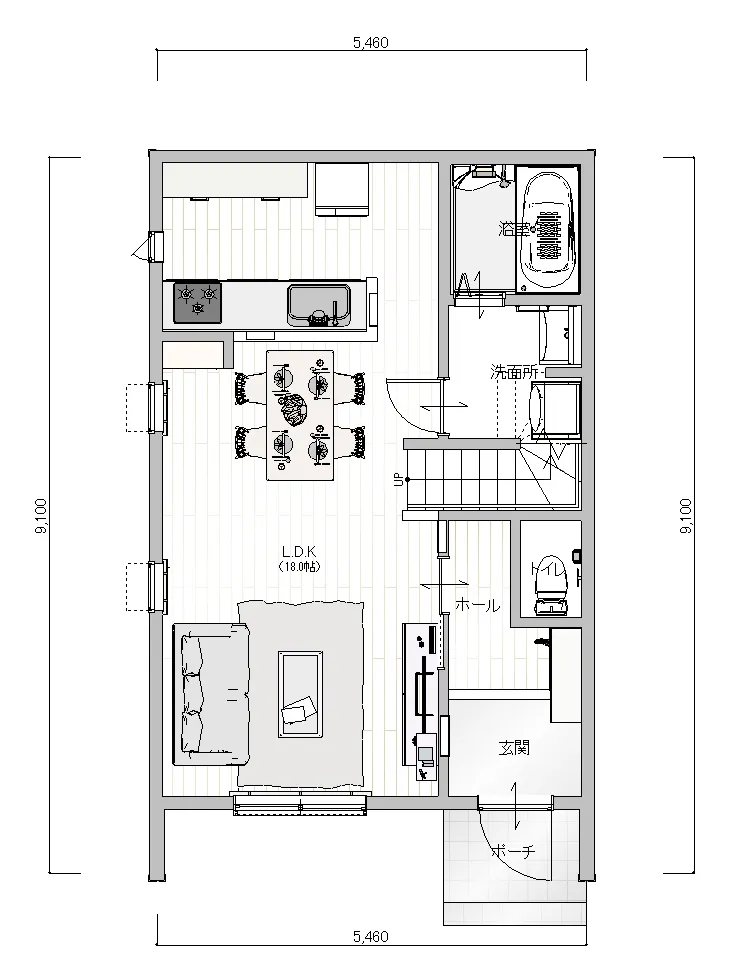 PLAN 001 1F間取り